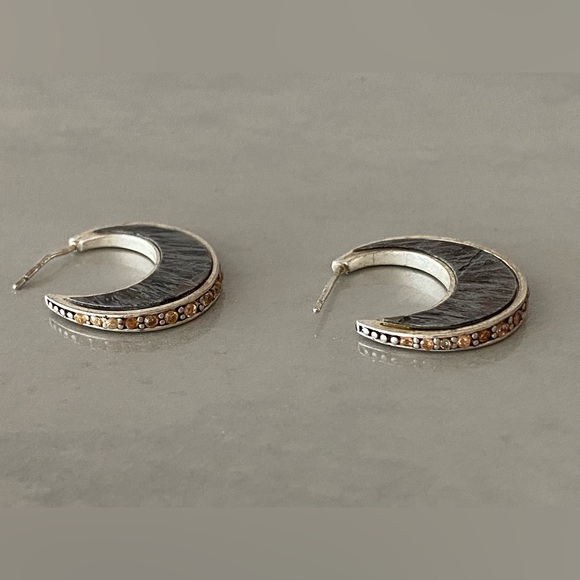 Kenneth Cole Crescent Hoop Earrings with Crystal Accents - Picture 6 of 8